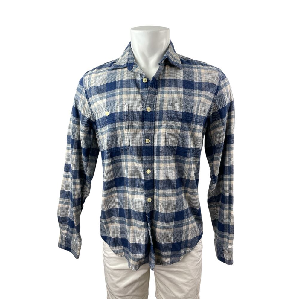 J.Crew Men's Blue Plaid Flannel Slim Fit Long Sleeve Button Down Shirt Top Sz M